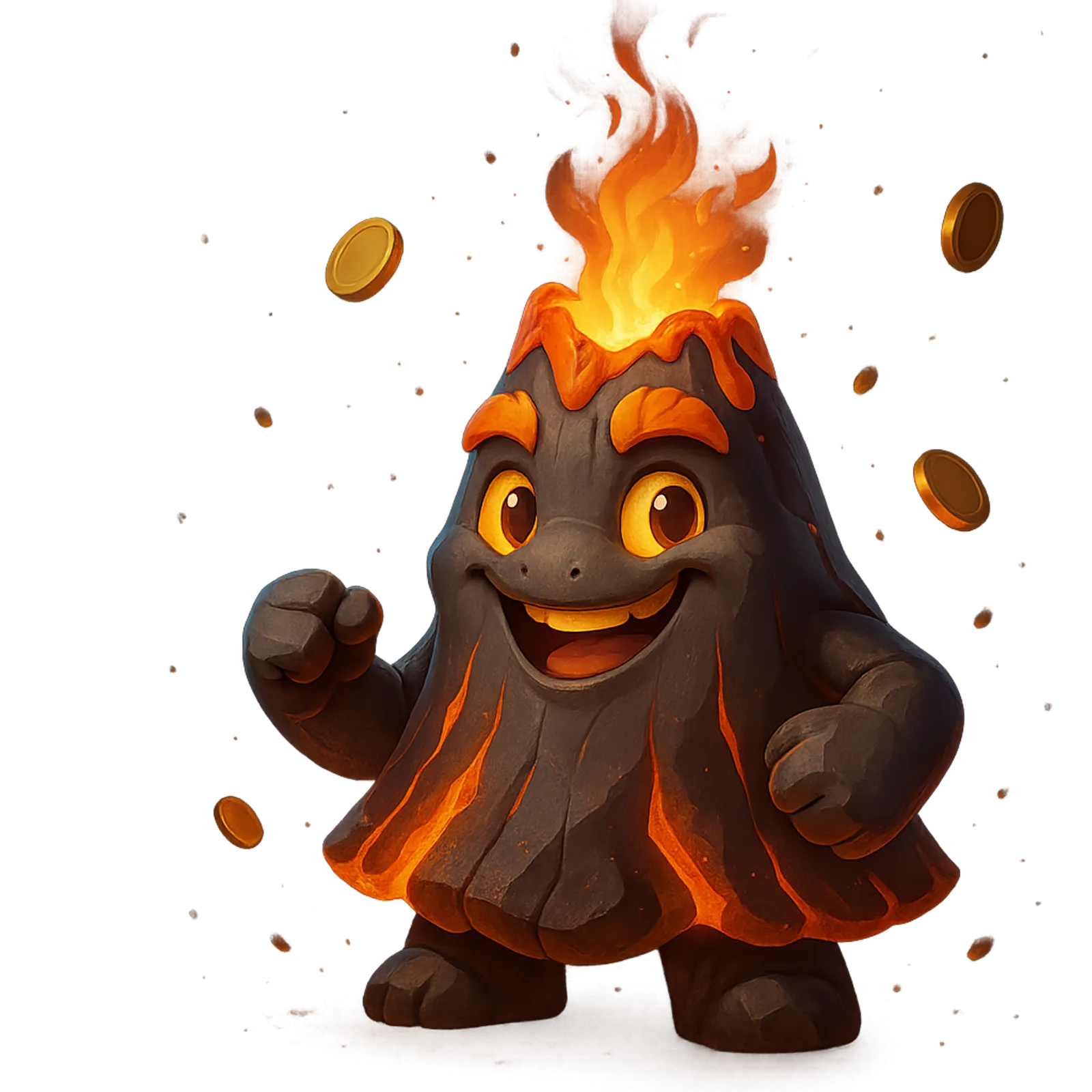 3D-rendered volcanic-themed image for Vulkan casino's homepage featuring molten lava glow